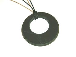 Shungite necklace, shungite double circle pendant, black jewelry, healing stone