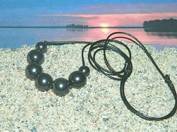 Shungite macrame beaded necklace handmade from healing stone for girls and women.