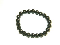 Shungite  beaded stretchy bracelet handmade from black healing beads of 8 mm for men and women