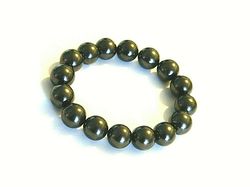 Shungite beaded stretchy bracelet from black healing beads of 12 mm for men and women