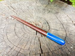 Resin hair fork Wooden hair pin Dark blue hair stick