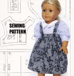 Sewing pattern for American girl doll, blouse and skirt for doll, American girl doll clothes, American girl pdf pattern