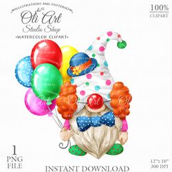 Clown Gnome Clip Art. Hand Drawn Graphics, Instant Download. Digital Download. OliArtStudioShop