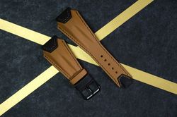 Modul watch strap, beige and black watch band. Handmade luxury watch accessory. Apple watch band. Gift for him.