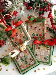 Set of 4 Snowmen Christmas Ornaments cross stitch pattern PDF by CrossStitchingForFun Instant Download