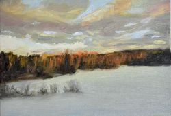 Winter landscape oil painting, original art, painting, original inspiring art