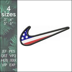 Nike USA Embroidery Design, custom country flag logo swoosh file, 4 sizes, Instant Download