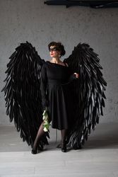 Angel wings, Cosplay costume, Black angel wings, Halloween costume, Adult costume