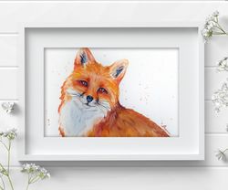 Watercolor original fox painting 8x11 inches original art by Anne Gorywine