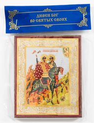 The holy Passion-bearers Boris and Gleb icon compact size 2.3x3.5" orthodox gift free shipping from the Orthodox store