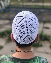 Mesh mens summer hats short crochet kufi Islamic caps for men