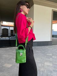 Small elegant crossbody mini bag, leather bag for woman,  stylish minimal design