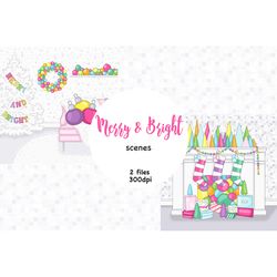 Merry And Bright Illustration | Christmas Home Decoration