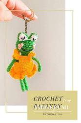 PDF Crochet Patterns Frog in Dress, Miniature Amigurumi, DIY Keychain