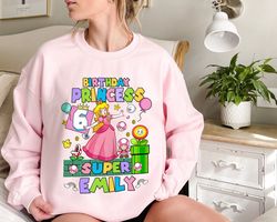 Personalized Super Princess Peach Birthday Shirt  Princess Peach Shirt  Super Mario Family Shirt  Birthday Girl Shirt