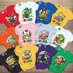 Super Mario Shirt Mario Bros Shirt Mario Luigi Princess Peach Toad Shirt Mario Video Game Shirt Family Birthday Gift