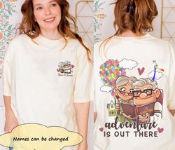 Custom Up Carl And Ellie Adventure Is Out There Shirt, Personalized His Ellie Her Carl Couple Shirt, Pixar Up Movie Shir