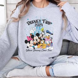 Disneyworld Where Dreams Come True Family Trip 2024 Shirt, Disneyland Cruise Group Family Matching Shirts, Mickey and Fr