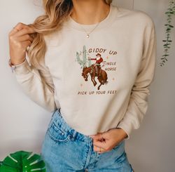 Christmas Western Comfort colors Shirt, Cowboy Christmas Shirt, Giddy Up Jingle Horse Tee, Christmas Horse Tshirt, Vinta
