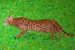 Original oil painting on the panel "Bengal cat"