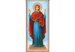 the unbreakable wall mother of god | lithography icon print on wood | size: 10" x 4"