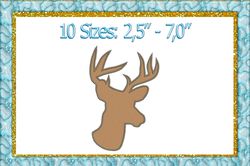 Deer head machine embroidery design