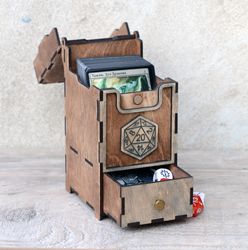 Handmade Dice and card box, Wooden TCG Deck box, MTG storage box, Card game storage