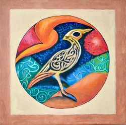 Abstract bird oil painting, original art, painting, portrait of a bird, bird oil painting