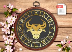 Taurus Cross Stitch Pattern, Zodiac Cross Stitch, Embroidery Zodiac, Aries Pattern, Signs of the Zodiac Pattern
