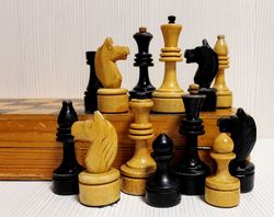 Russian Wooden Chess. Vintage Soviet chess set.Antique chess USSR