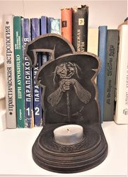 Wooden candlestick Happy Witch