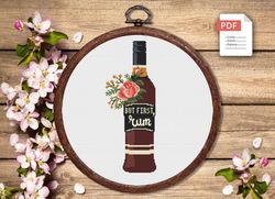 Set of 2 But First Rum Cross Stitch Pattern, Kitchen Cross Stitch, Embroidery Rum, But First Rum Pattern