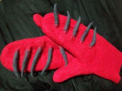 Handmade wool Dragon mittens