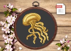 The Jellyfish Cross Stitch Pattern, Sea Cross Stitch, Embroidery Jellyfish, Medusa Cross Stitch Pattern,