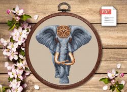 The Elephant Cross Stitch Pattern, Animal Cross Stitch, Embroidery Elephant, Savana Cross Stitch Pattern