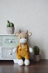 Little plush bull toy amigurumi crochet farm animals birthday gift or Christmas present