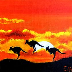 Kangaroo Painting Art Australia Oil Painting Animal Original Art