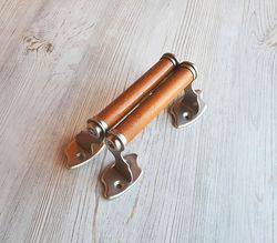 Soviet wooden retro door handles pair