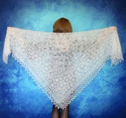 White embroidered Orenburg Russian shawl, Wedding stole, Warm bridal cape, Hand knit cover up, Wool wrap, Handmade scarf