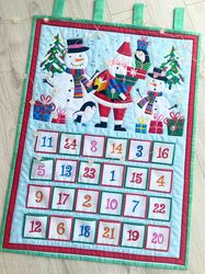 SANTA ADVENT CALENDAR, POCKET CHRISTMAS ADVENT, CHRISTMAS ADVENT CALENDAR, Quilted Countdown Calendar, gift for teen