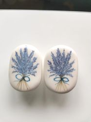 Ceramic lavender pattern knobs  (set of 2)