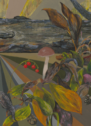 Mushroom Painting Abstract Art Forest Artwork