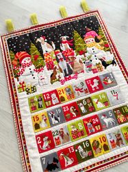 CHRISTMAS DOGS ADVENT CALENDAR, POCKET CHRISTMAS ADVENT, Pet Advent Calendar, Quilted Countdown Calendar, Dog mom gift