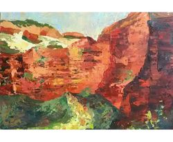 Grand Canyon Painting Arizona Mountain Original National Park Artwork Desert Landscape 8x11,5" by Svetlana