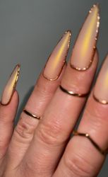 Fake nails Golden sets  by Kira B | Custom nails | Press on nails | Glue on nails