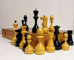 Soviet Wooden Chess. Russian Vintage chess. Antique wooden chess