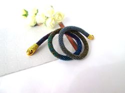 Snake necklace bracelet for women Ouroboros jewelry ombre colours Beaded wiccan necklace Unique gifts for mom Witch