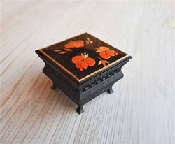 Small vintage jewelry box - Soviet Kiev Ukraine 1990 made pretty lady gift