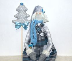 Cloth Tilda doll Christmas Elf Handmade Stuffed Rag Doll Pixie for Christmas decoration
