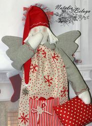 Christmas Angel handmade Stuffed tilda doll Scandinavian Christmas cloth rag doll for home decoration